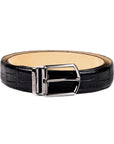 Cinturón de piel de cocodrilo para hombre en negro