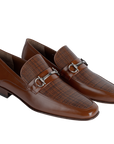 Mocasines de piel trenzada y lisa con hebilla para hombre