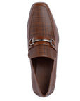 Mocasines de piel trenzada y lisa con hebilla para hombre