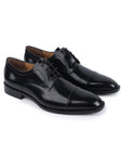Zapatos derby de piel con acabado brillante para hombre