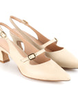 Zapatillas estilo kitten heels para ama color hueso