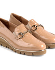 Mocasines de charol y ante con hebilla y suela confort para dama