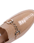 Mocasines de charol y ante con hebilla y suela confort para dama