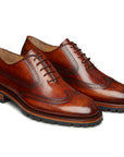 Zapatos oxford de piel goodyear welt con suela vibram, pintados a mano y perforaciones (full brogue) para hombre