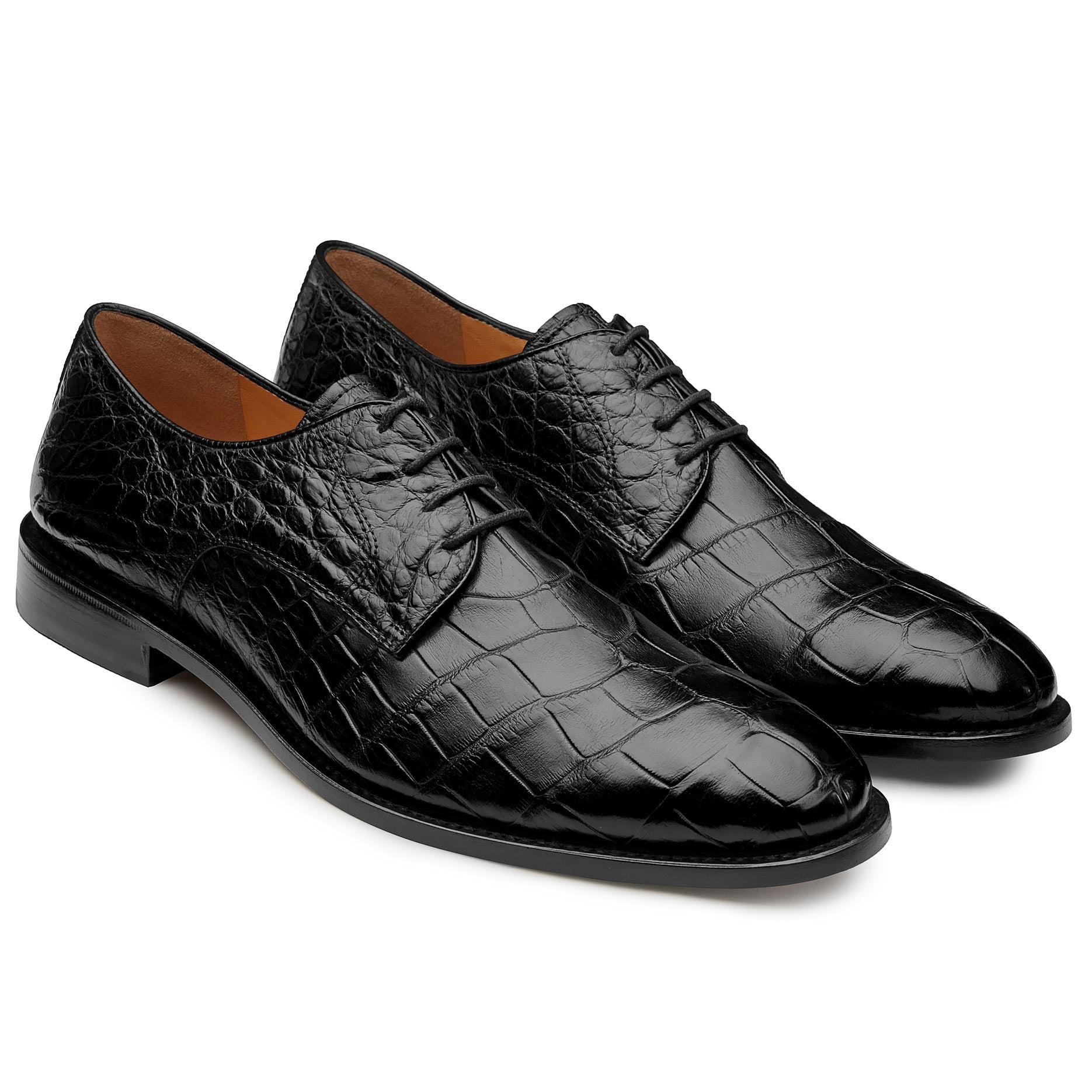Zapatos de piel exótica para caballero tipo derby negro – Jean Pierre