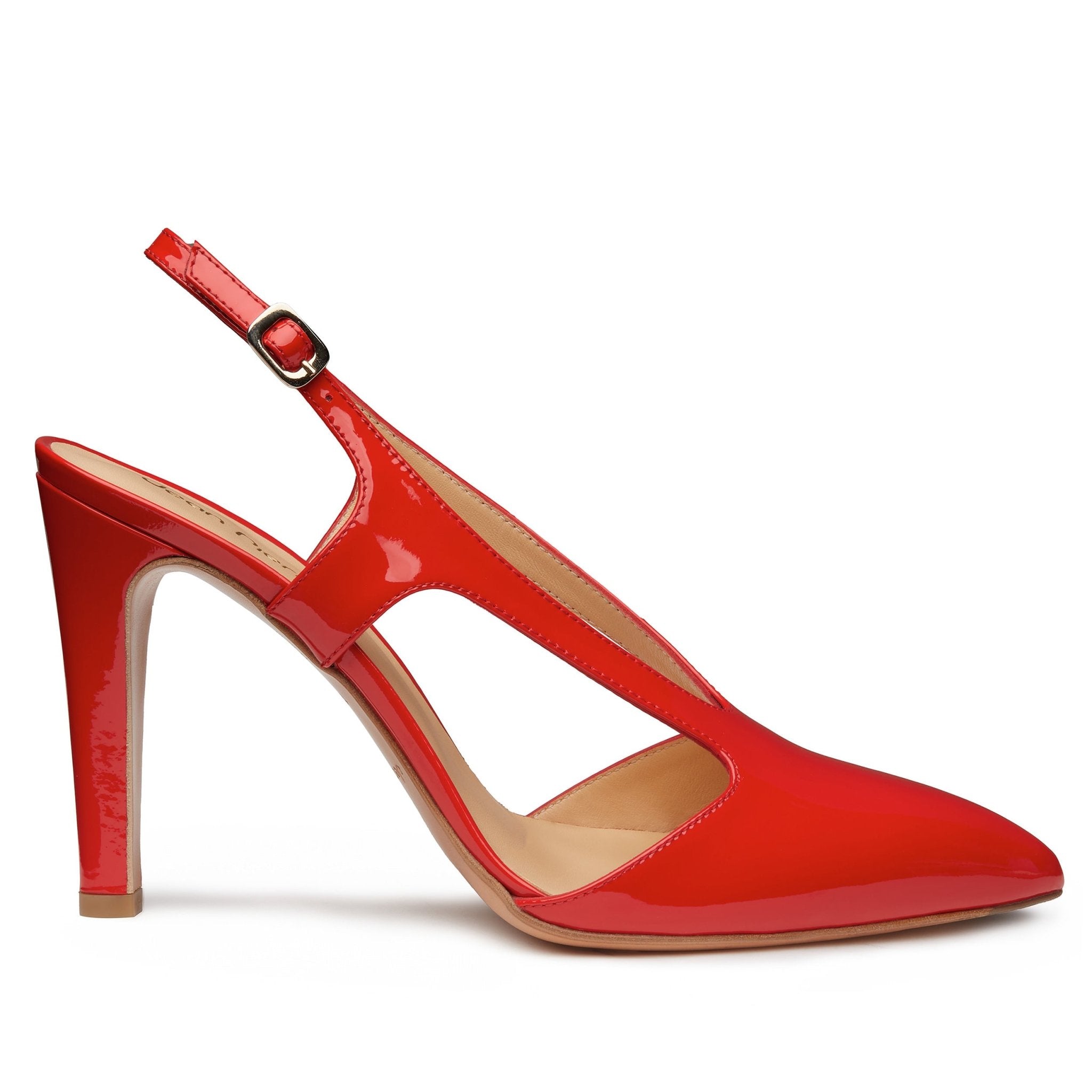 Tacones stilettos metálicos para dama con correa ajustable y