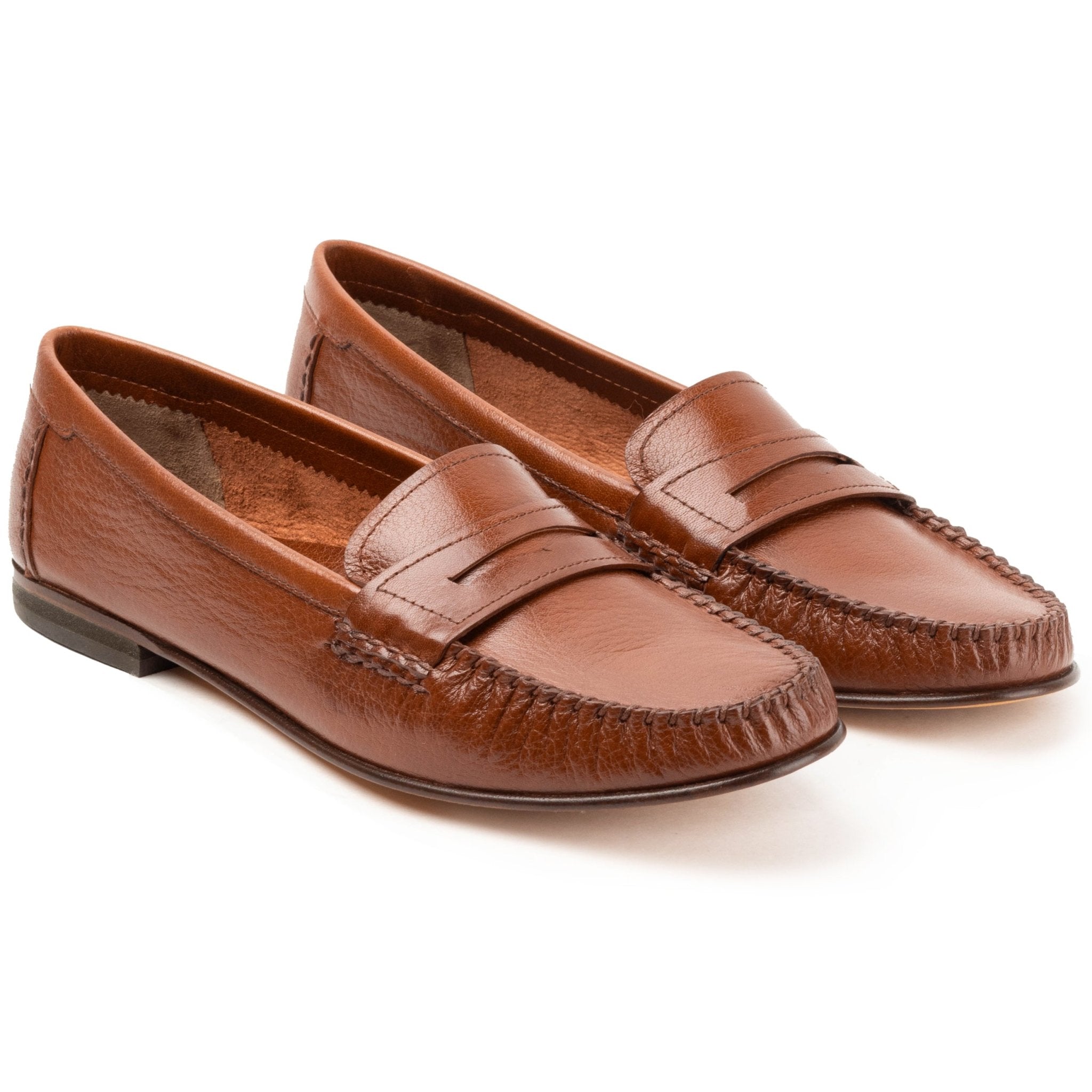 Mocasines básicos para dama, tejidos a mano color brandy – Jean Pierre