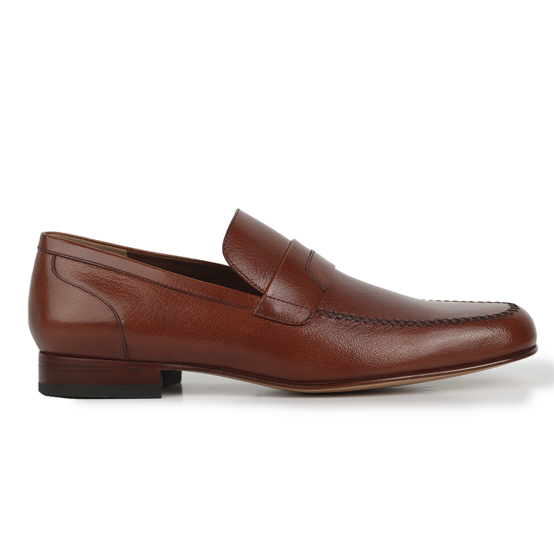 Mocasines casuales de piel para hombre con costuras