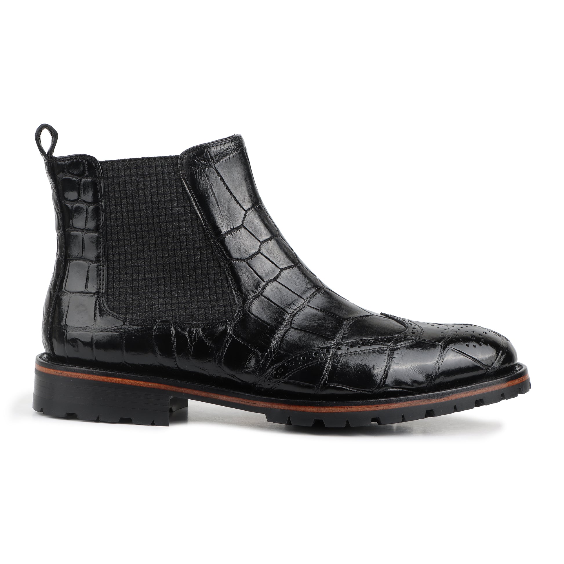 Botines negros de piel exótica para hombre