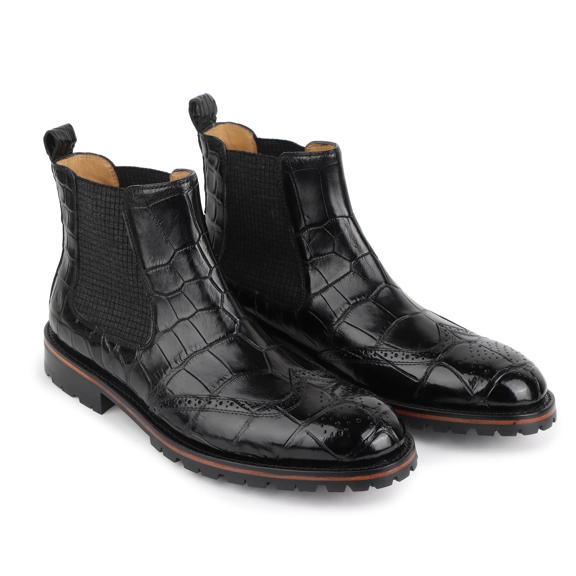 Botines negros de piel exótica para hombre