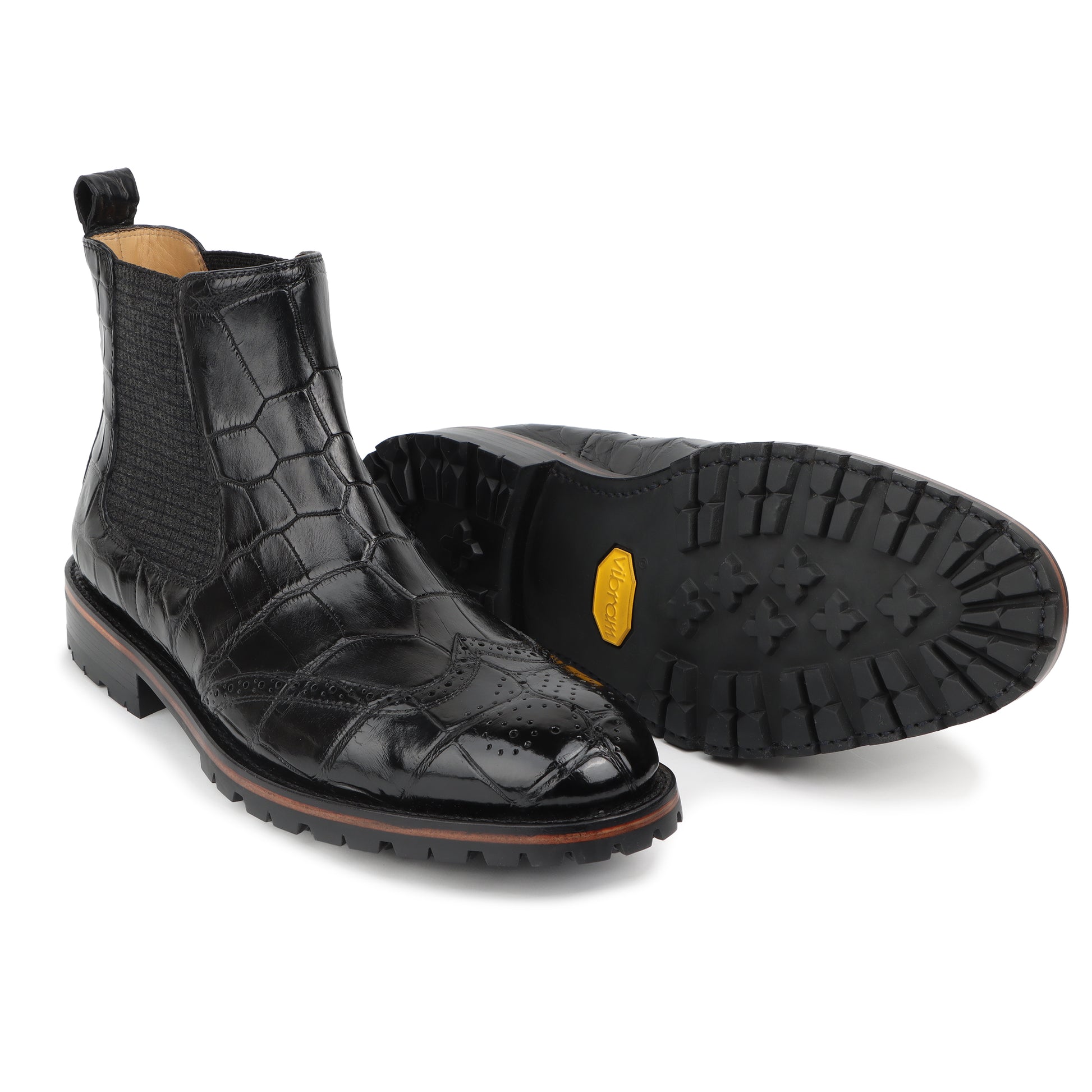 Botines negros de piel exótica para hombre