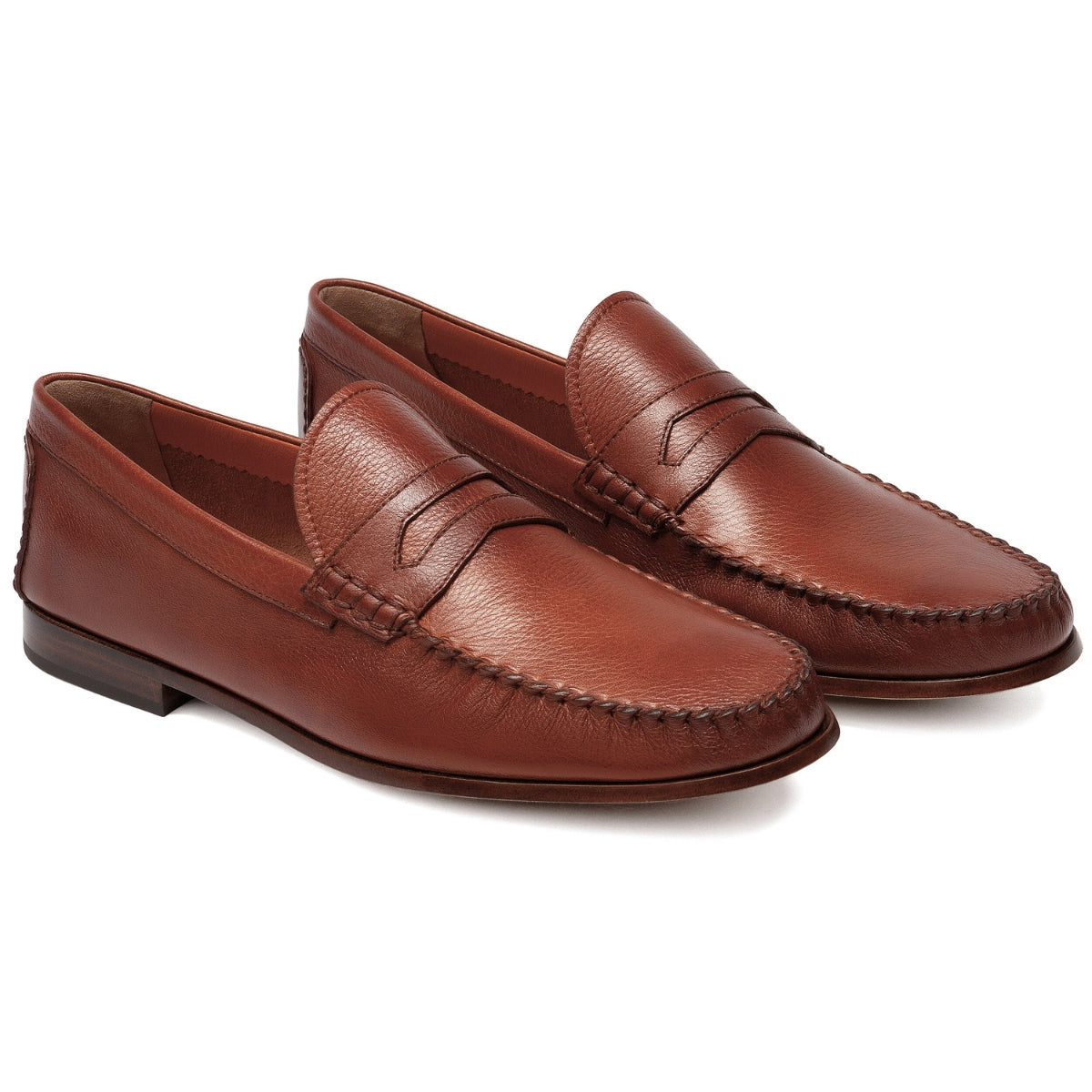 Mocasines de piel tejidos a mano estilo penny para hombre