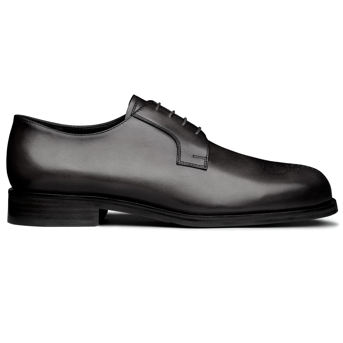 Zapatos de vestir estilo derby de piel, pintados a mano con perforaciones en punta para hombre