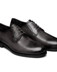 Zapatos de vestir estilo derby de piel, pintados a mano con perforaciones en punta para hombre