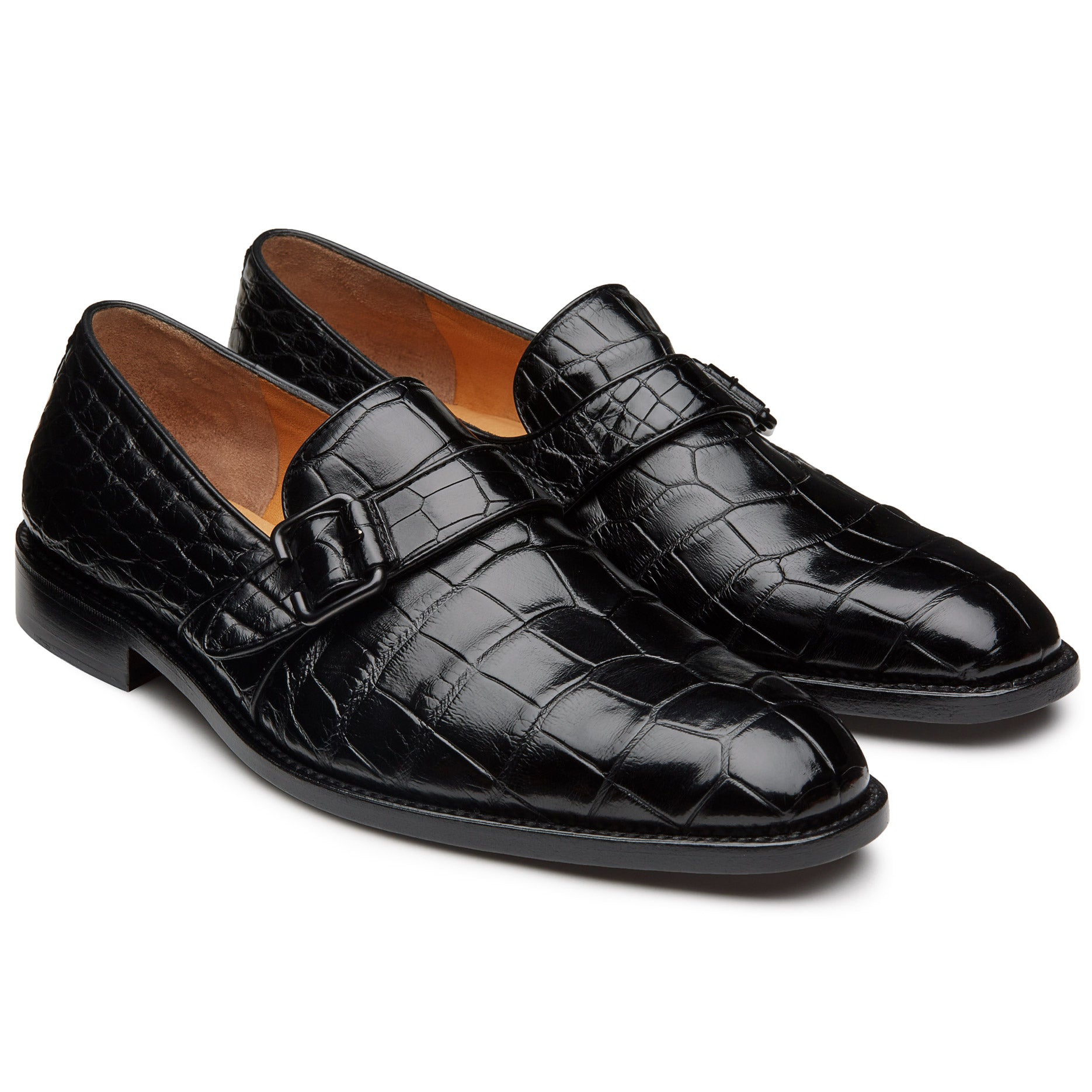 Zapato Monkstrap en Piel de Cocodrilo