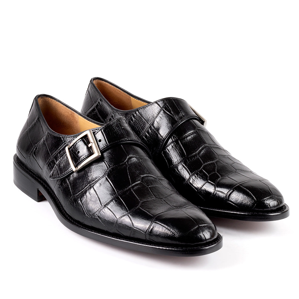Zapatos tipo monkstrap en piel de cocodrilo para hombre