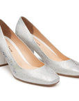 Tacones de piel para dama con textura en ante color plata