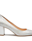 Tacones de piel para dama con textura en ante color plata