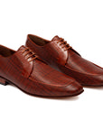 Zapatos Derby de piel trenzada color brandy para caballero