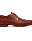 Zapatos Derby de piel trenzada color brandy para caballero