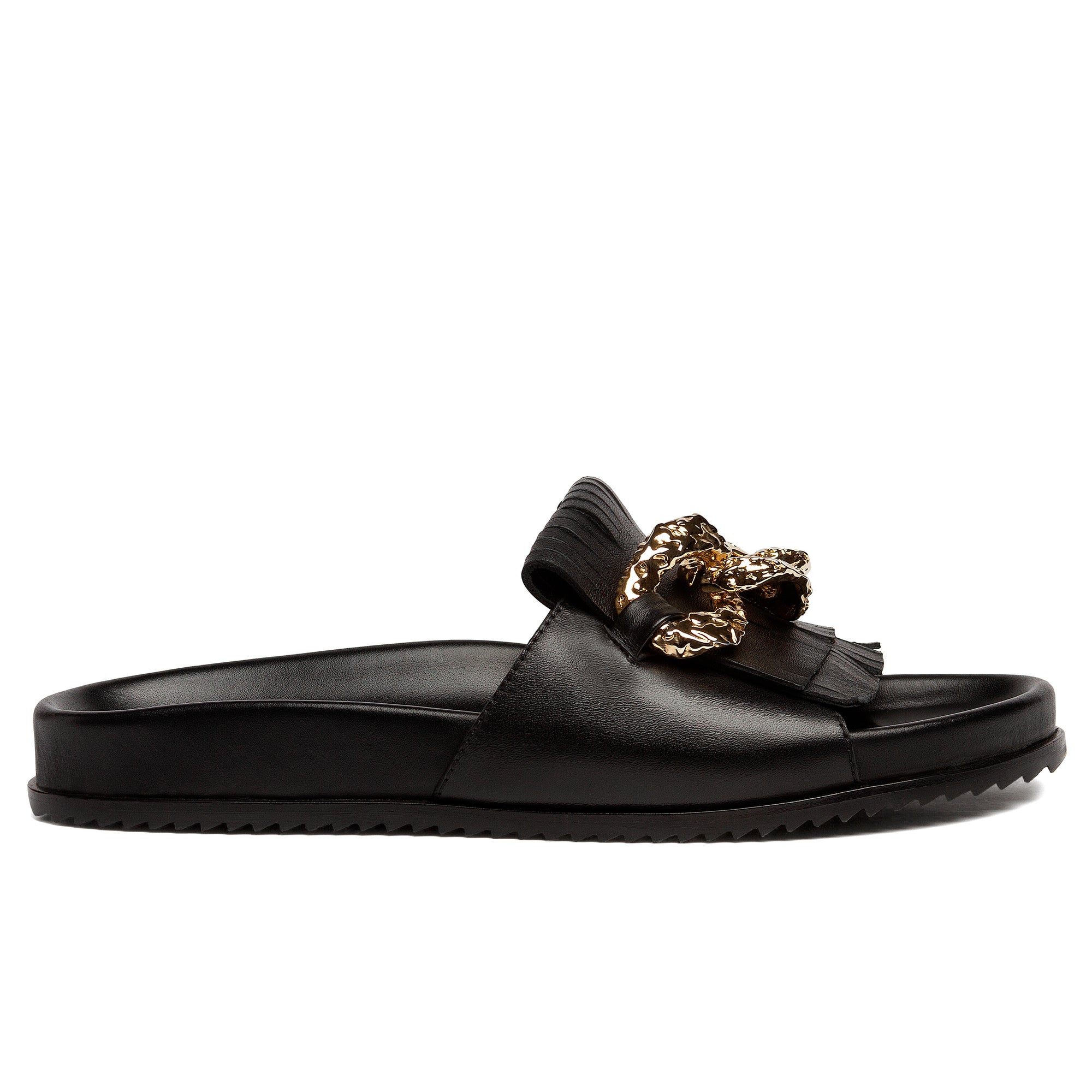 Sandalia de verano de piel con herraje