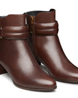 Mocasines de piel con tacón bajo y hebilla lateral para dama