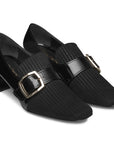 Zapatillas de tacón estilo monk strap para dama