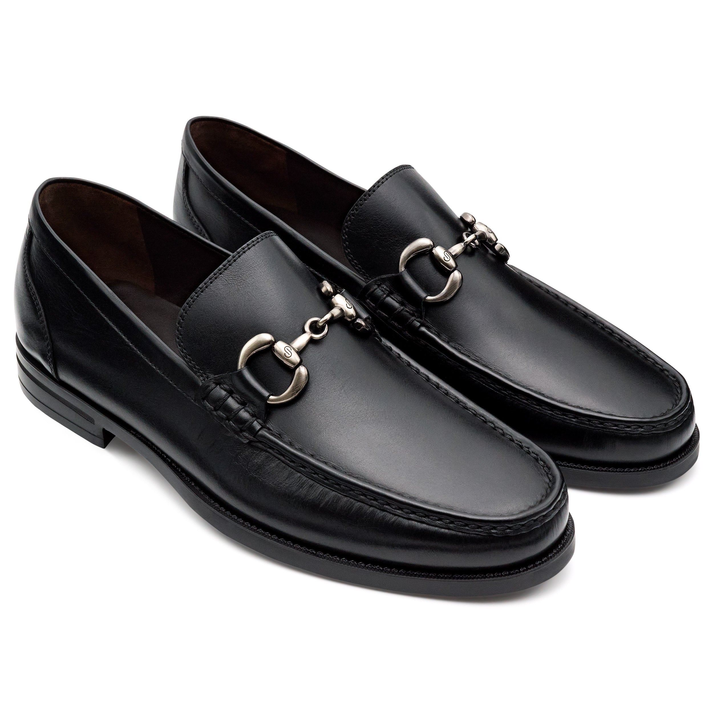 Mocasines de piel con acabado brillante y hebilla para hombre