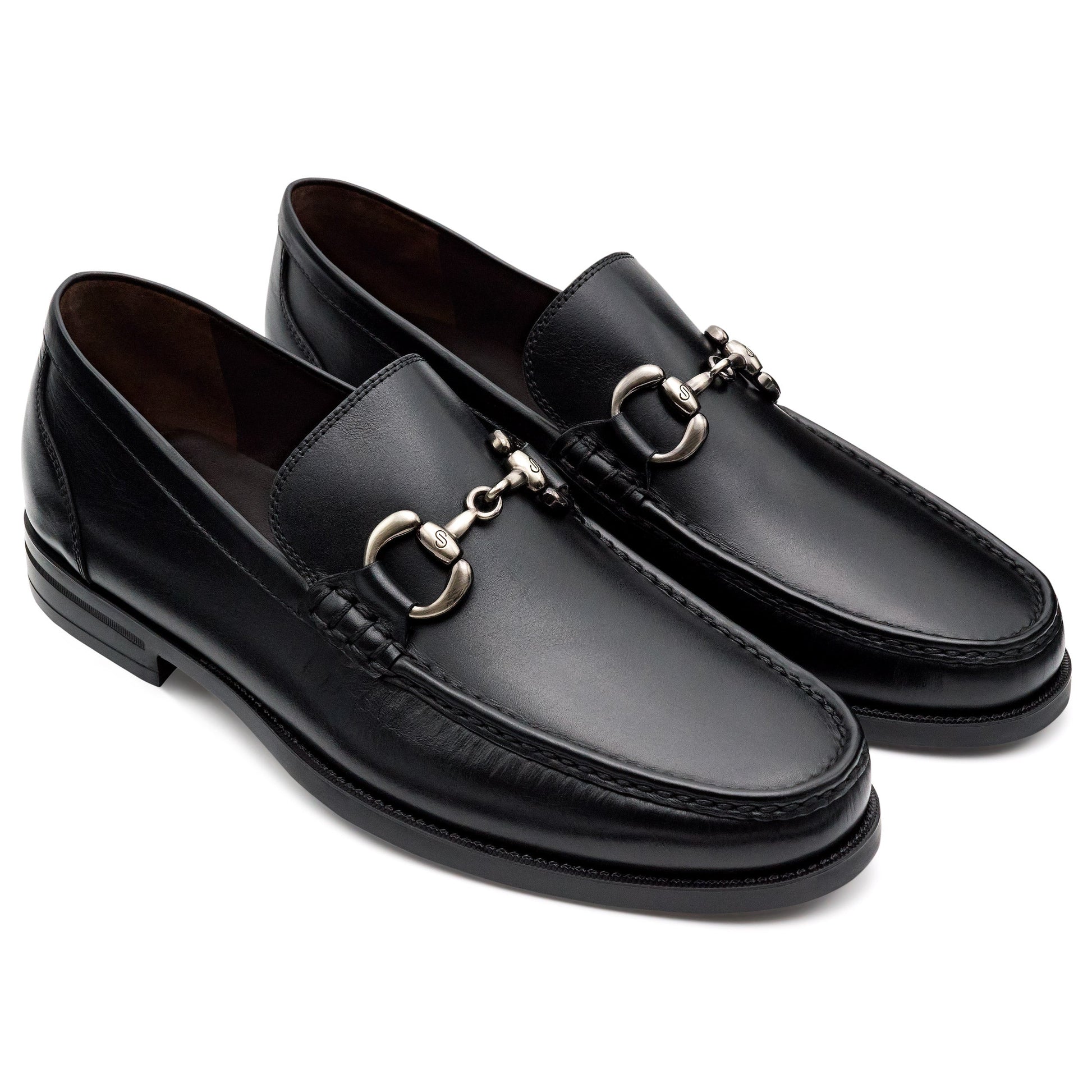 Mocasines de piel con acabado brillante y hebilla para hombre