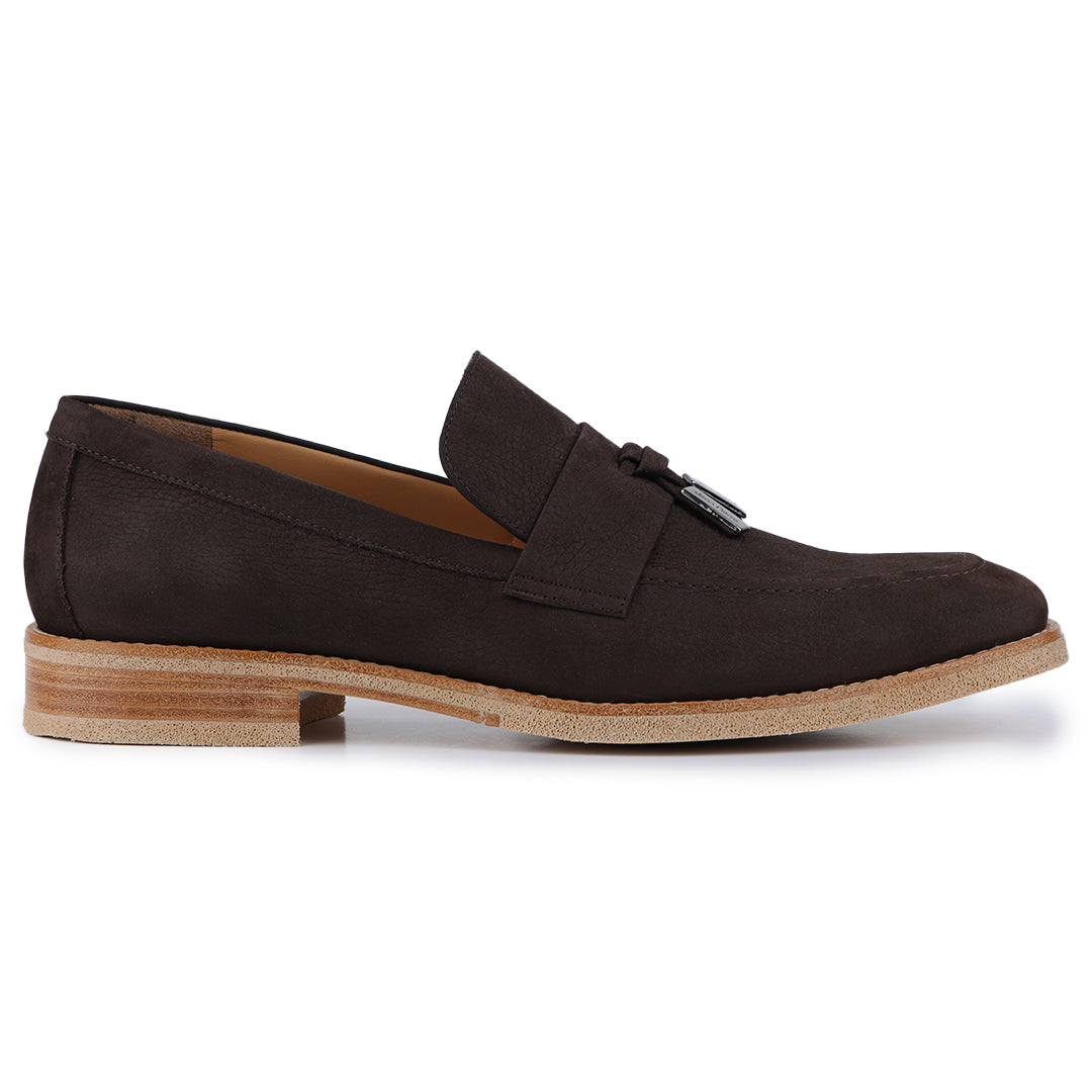 Mocasines de piel para caballero con acabado nubuck y motas para hombre