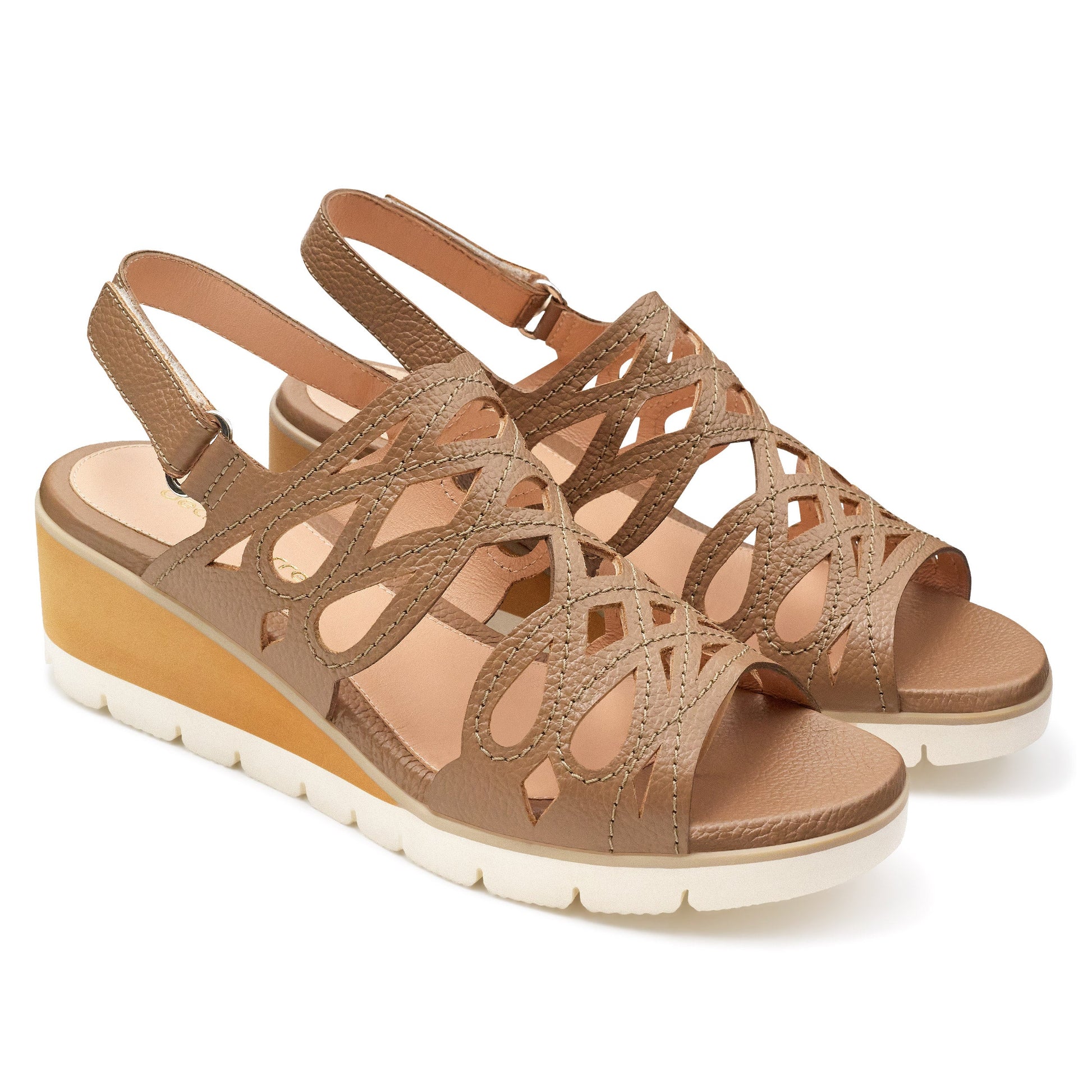 Sandalias de piel con plataforma de cuña ultraligera para dama