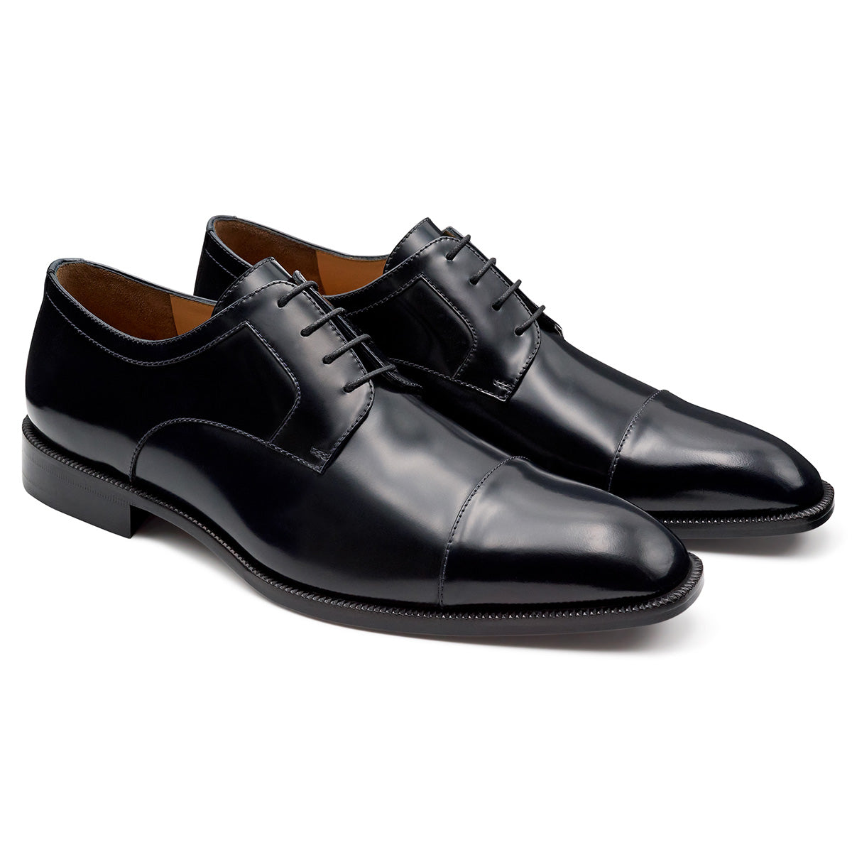 Zapatos derby de piel con acabado brillante para hombre