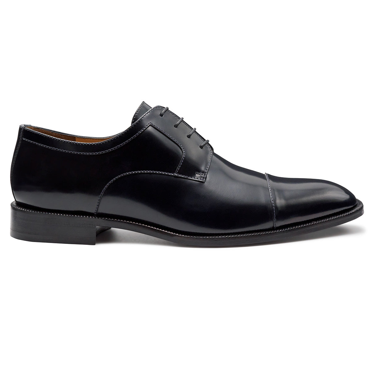 Zapatos derby de piel con acabado brillante para hombre