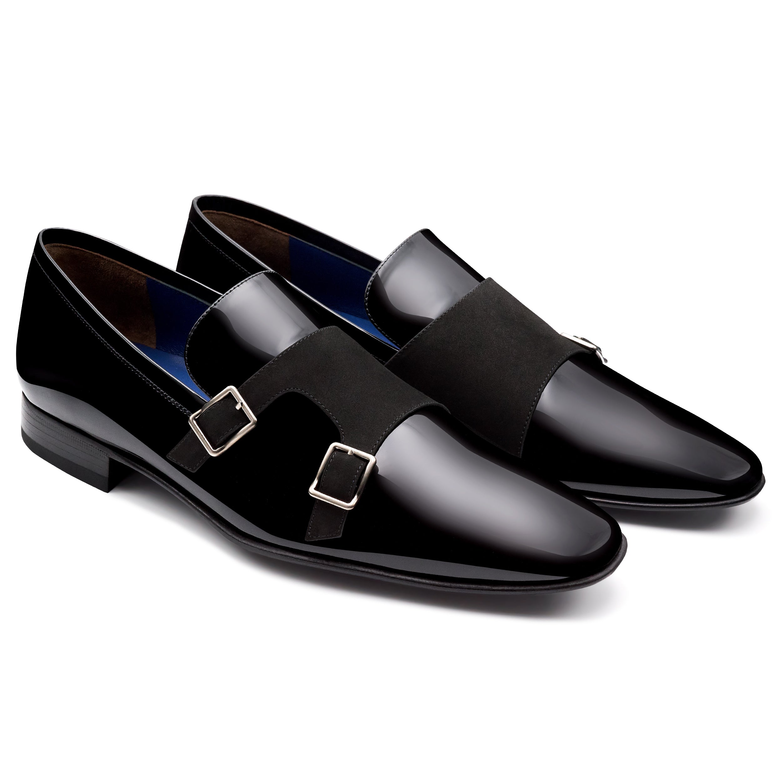 Zapatos de gala monk strap en charol para hombre