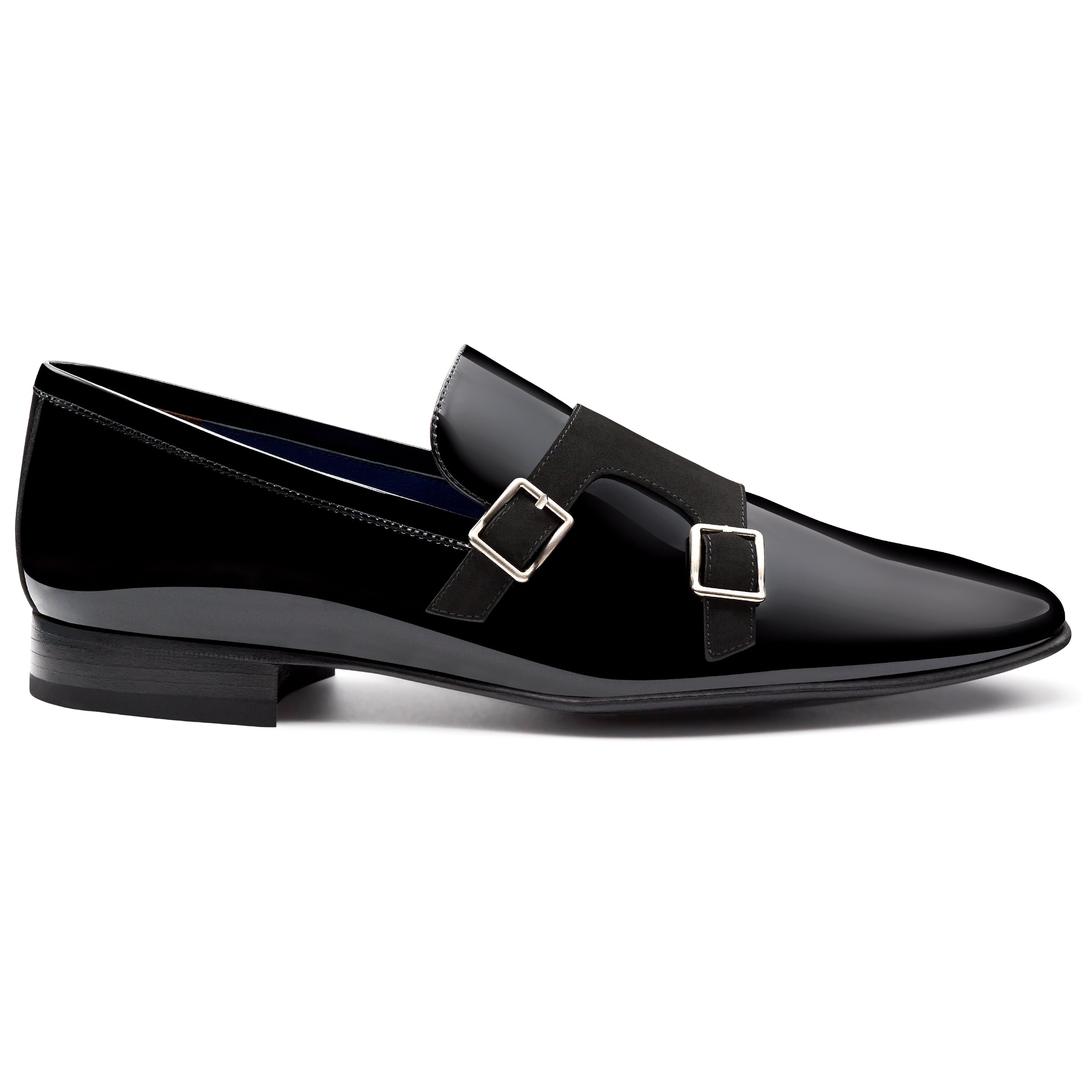 Zapatos de gala monk strap en charol para hombre