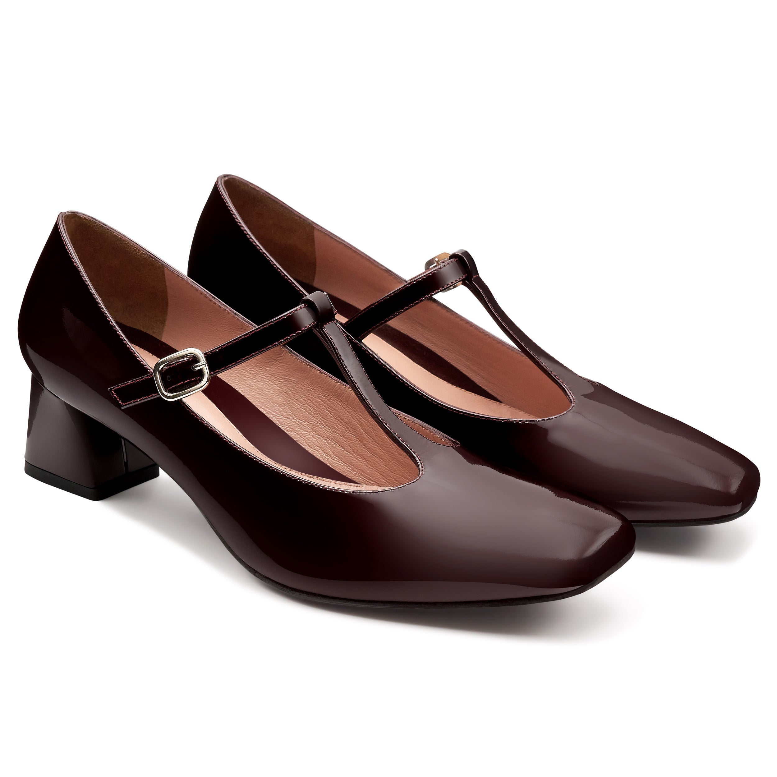 Zapatillas tipo mary jane de charol para dama