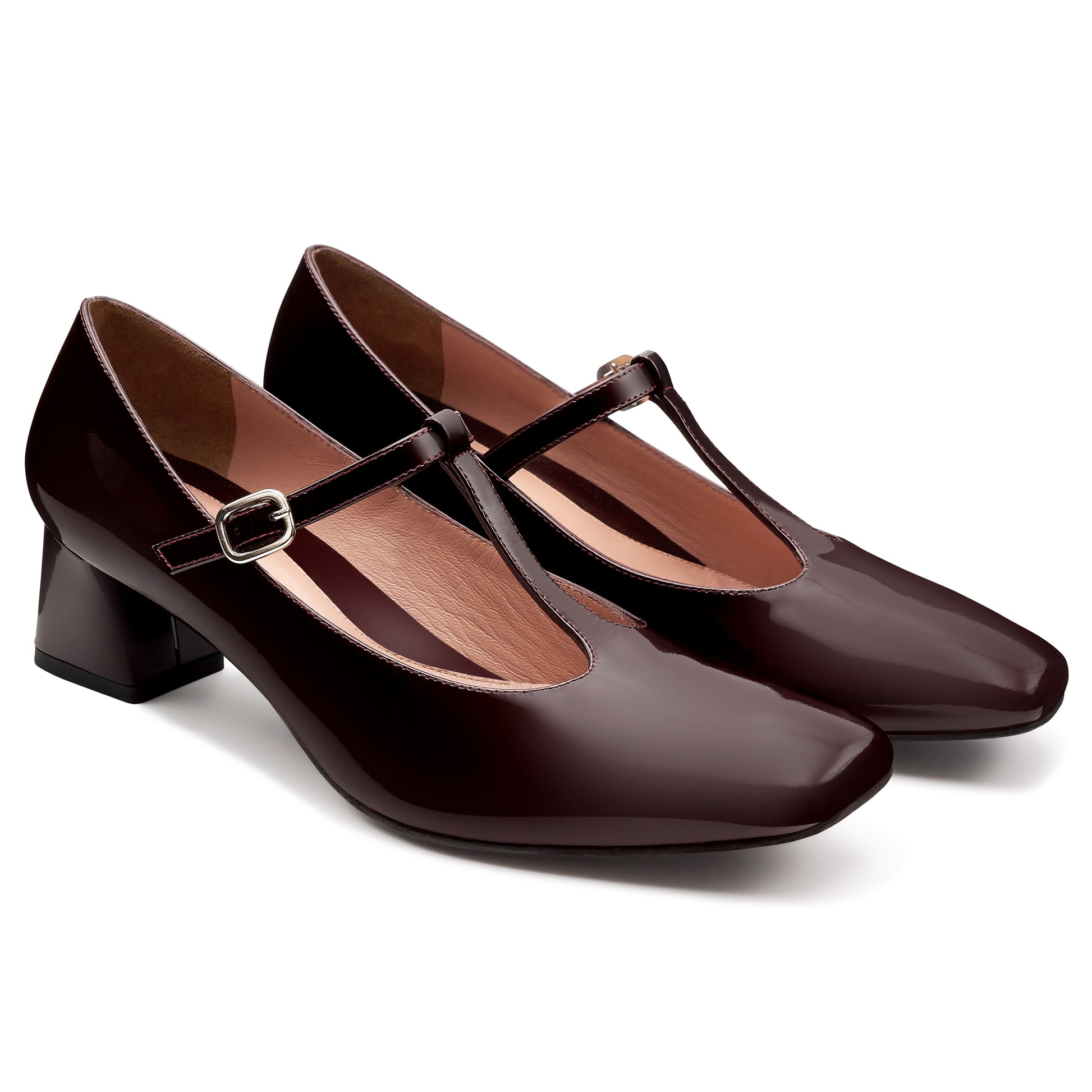 Zapatillas tipo mary jane de charol para dama