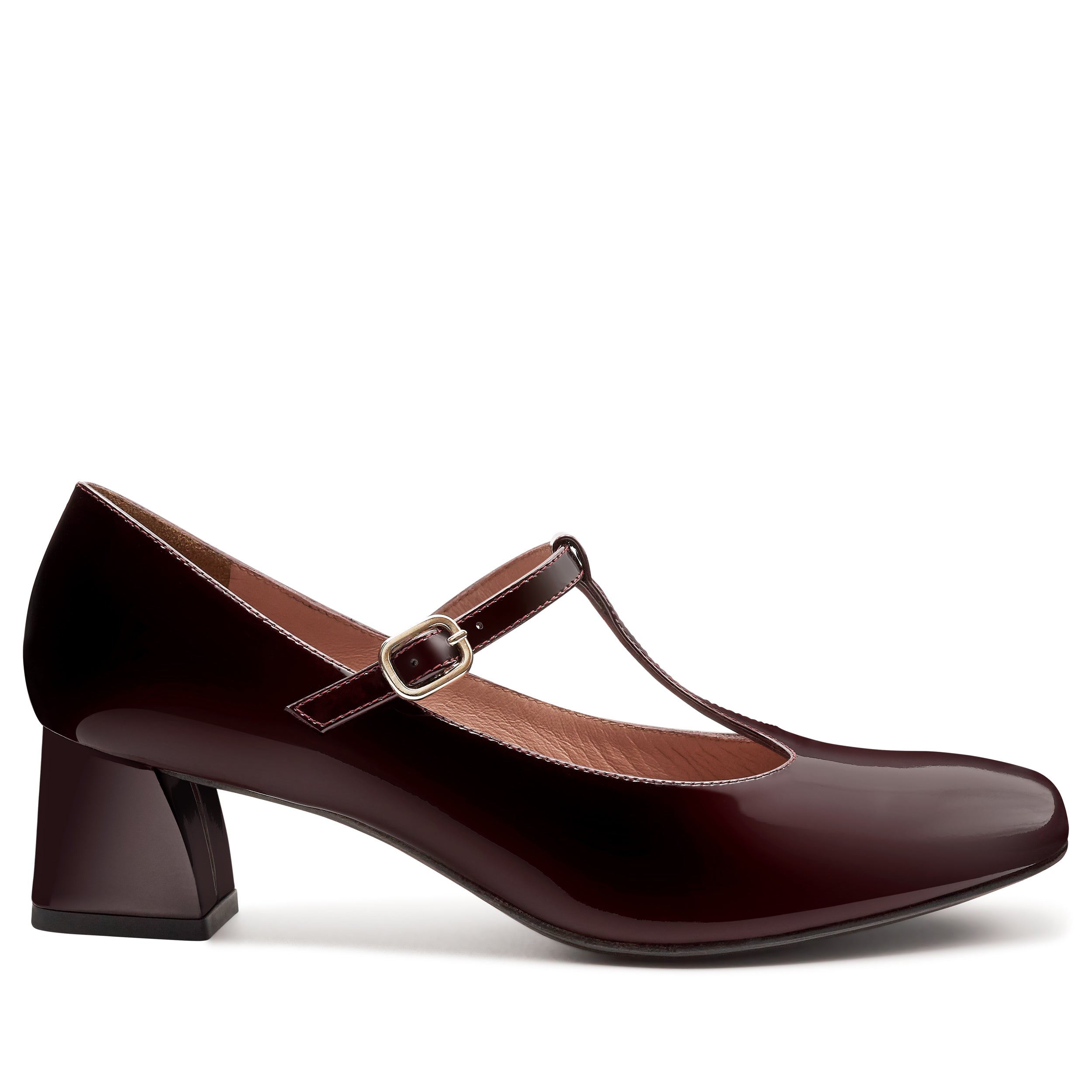 Zapatillas tipo mary jane de charol para dama