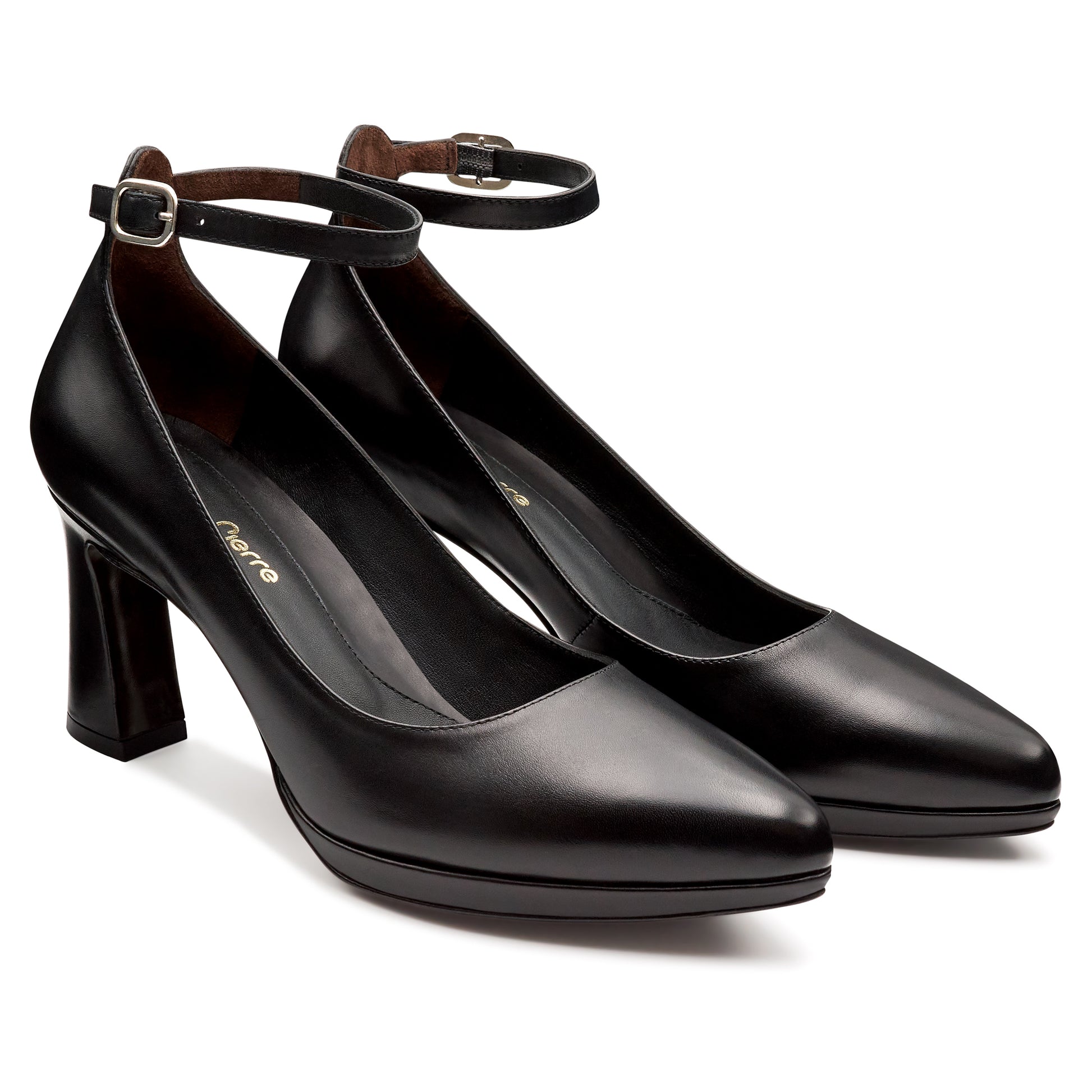 Tacones de piel con pulsera en tobillo con plataforma para mujer