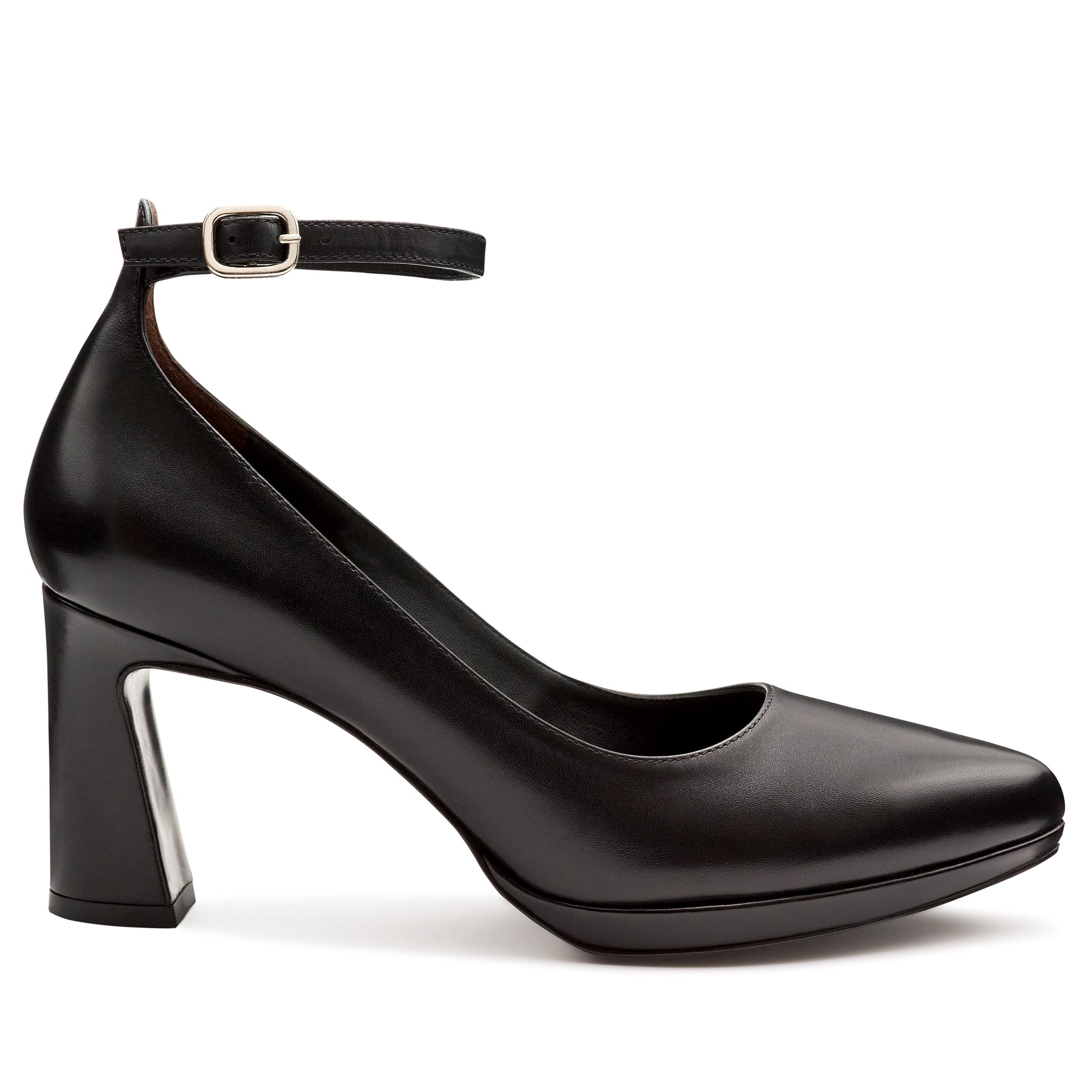 Tacones de piel con pulsera en tobillo con plataforma para mujer