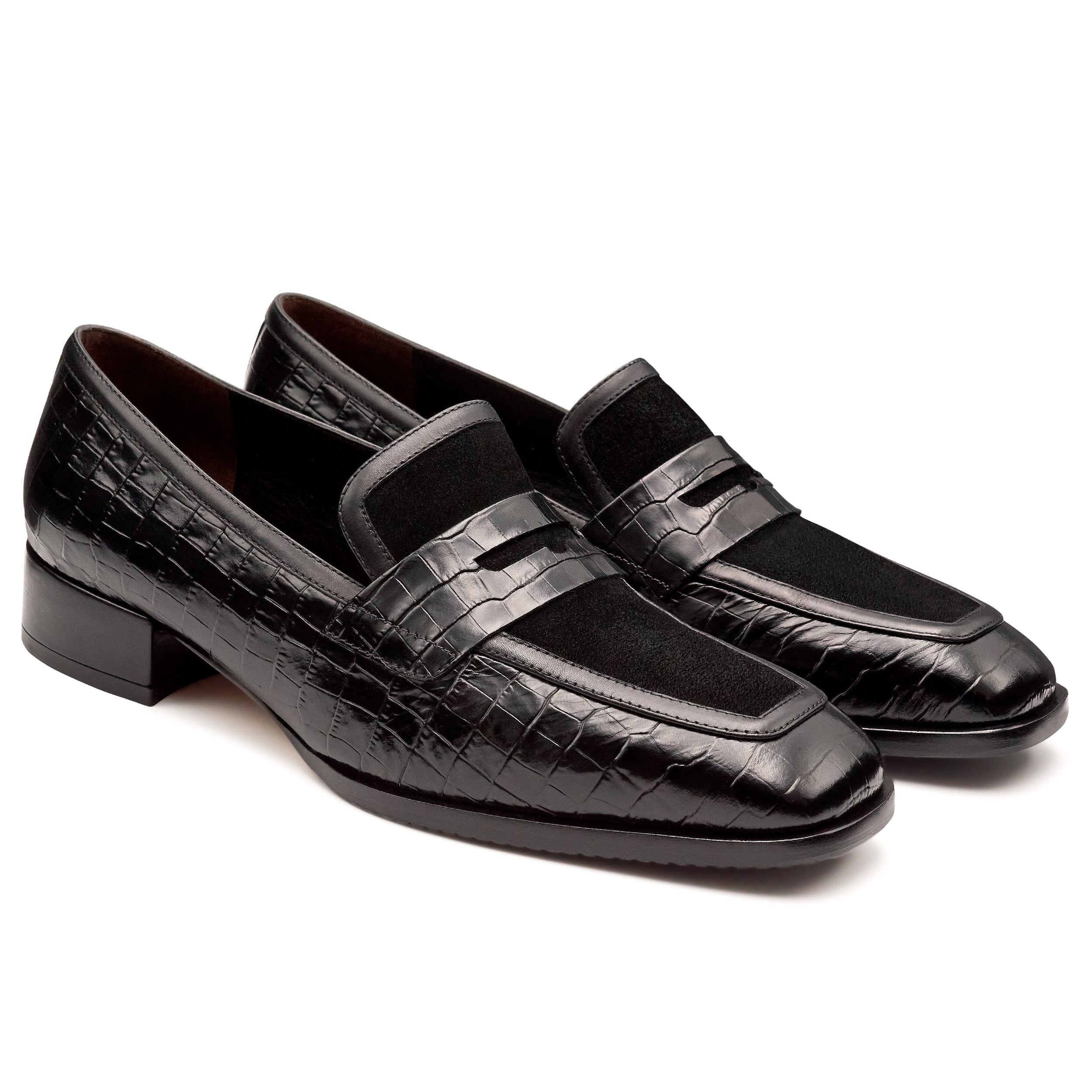 Mocasines de piel grabada estilo y gamuza para dama