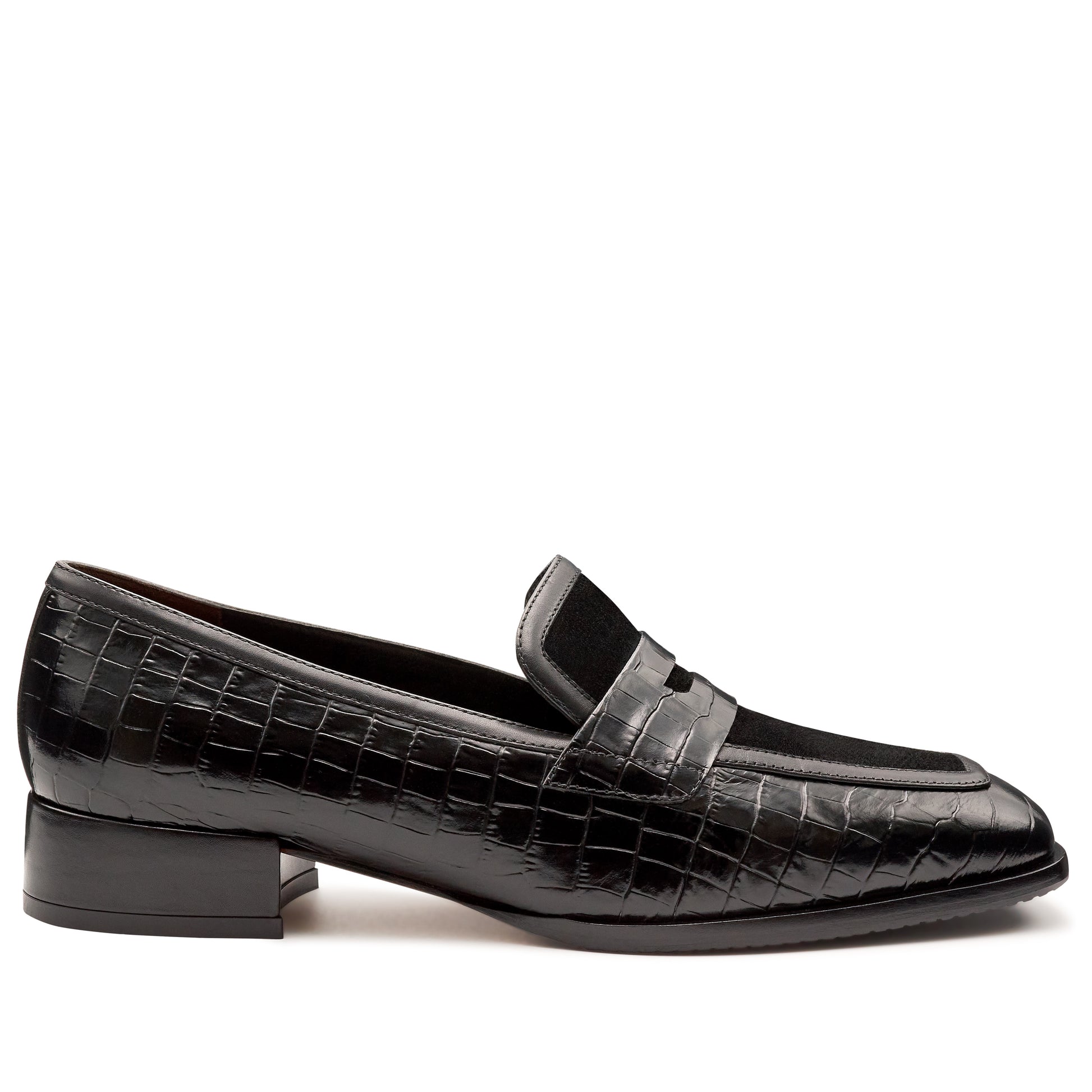 Mocasines de piel grabada estilo y gamuza para dama