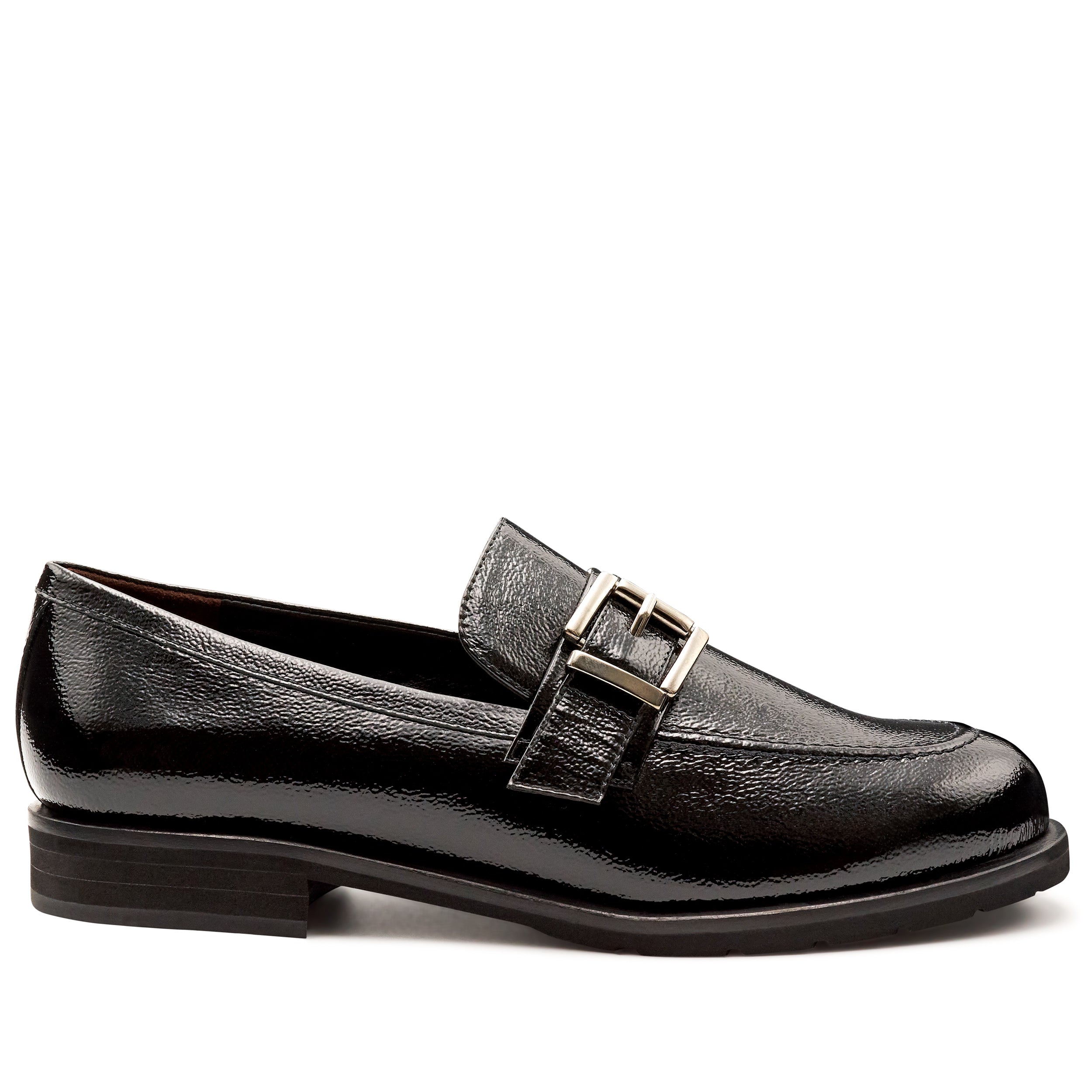 Mocasines tipo monk strap de charol para mujer