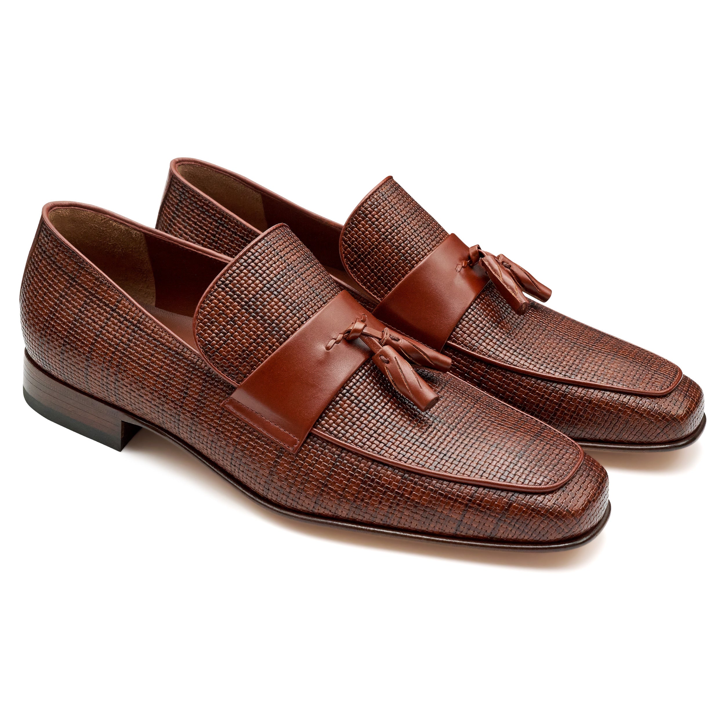 Mocasines de piel texturizada con borlas para hombre