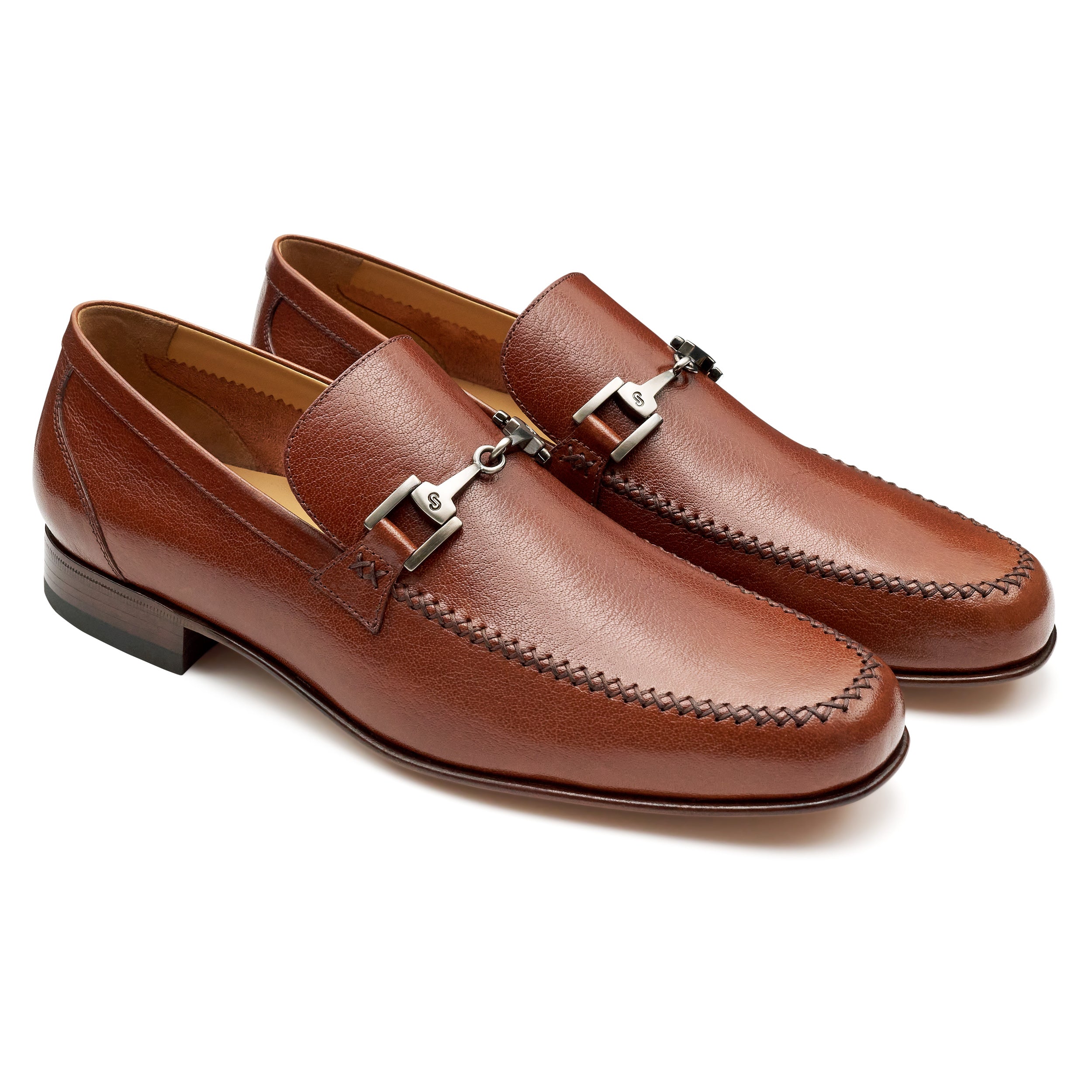 Mocasines de piel tejidos con hebilla para hombre