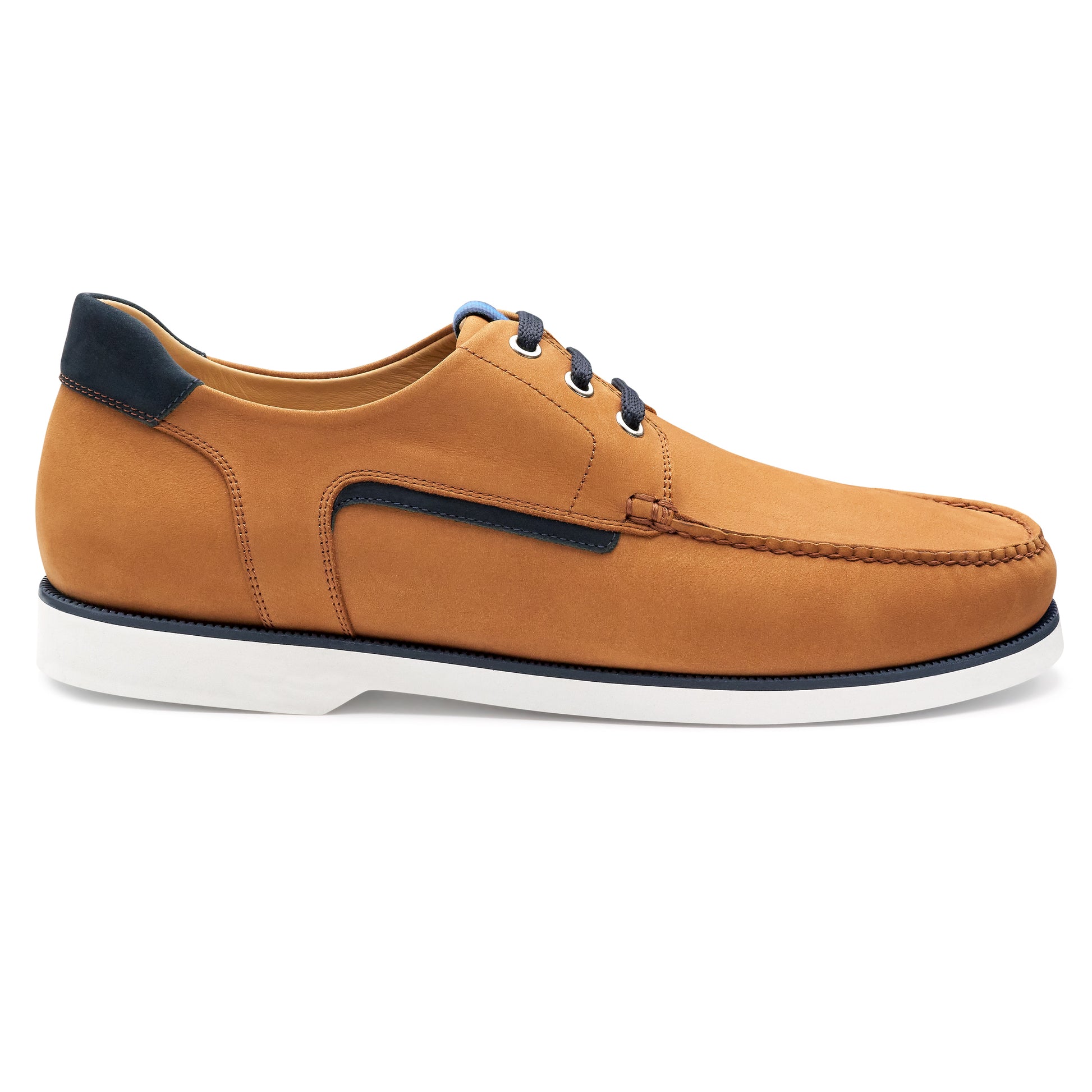 Calzado náutico color brandy y azul para hombre