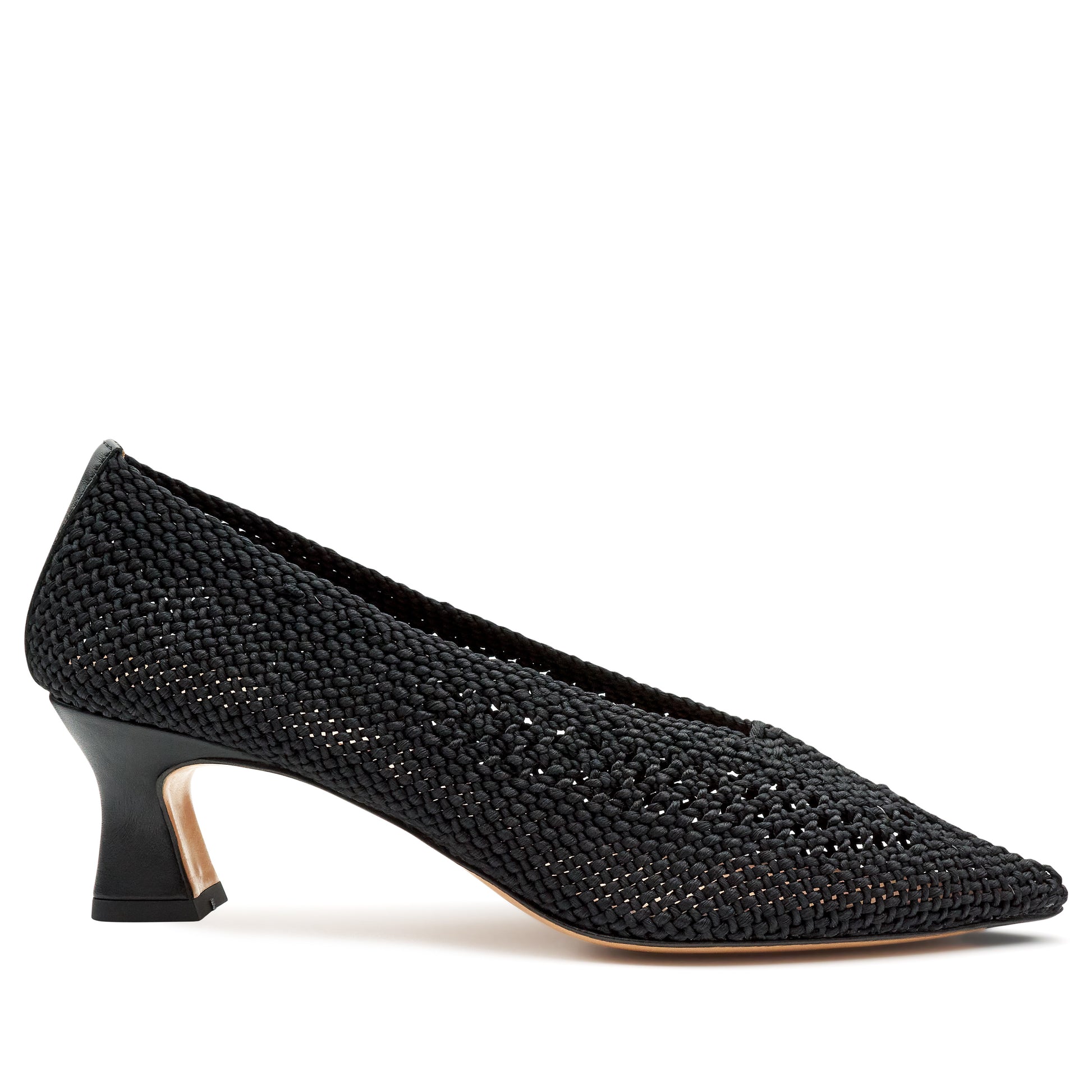 Zapatillas estilo kitten heels tejidas con tacón medio