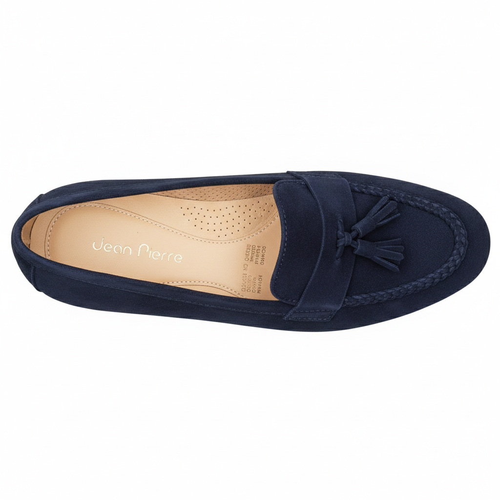 Mocasines de piel gamuza troquelada azul marino