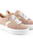 Tenis de gamuza beige para mujer
