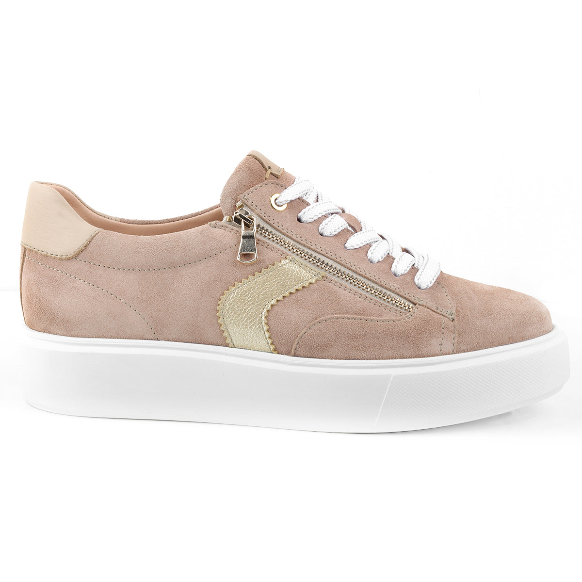 Tenis de gamuza beige para mujer